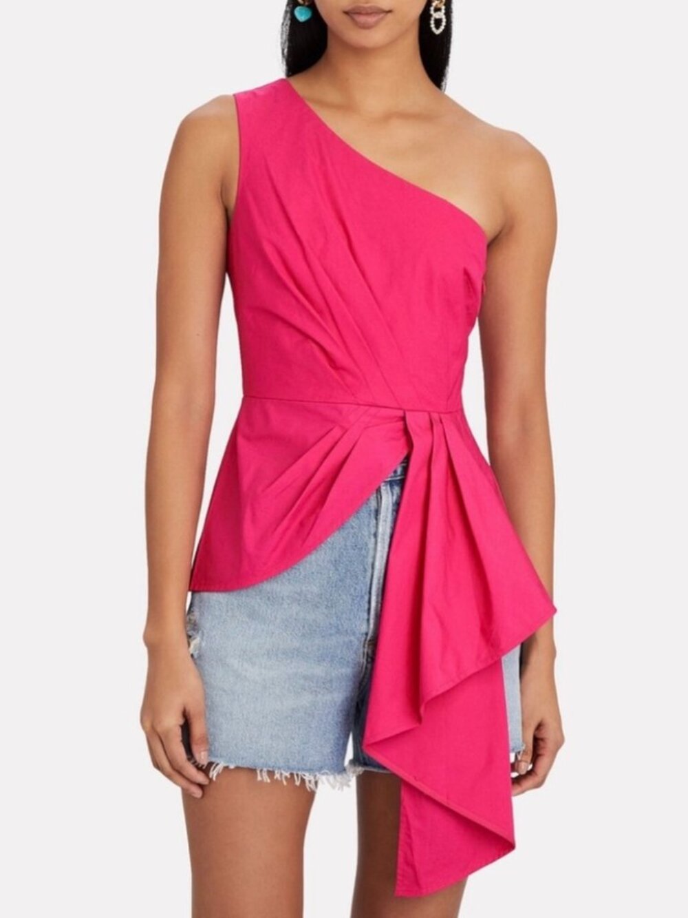 Self Portrait Asymmetric Magenta Pink Summer Top